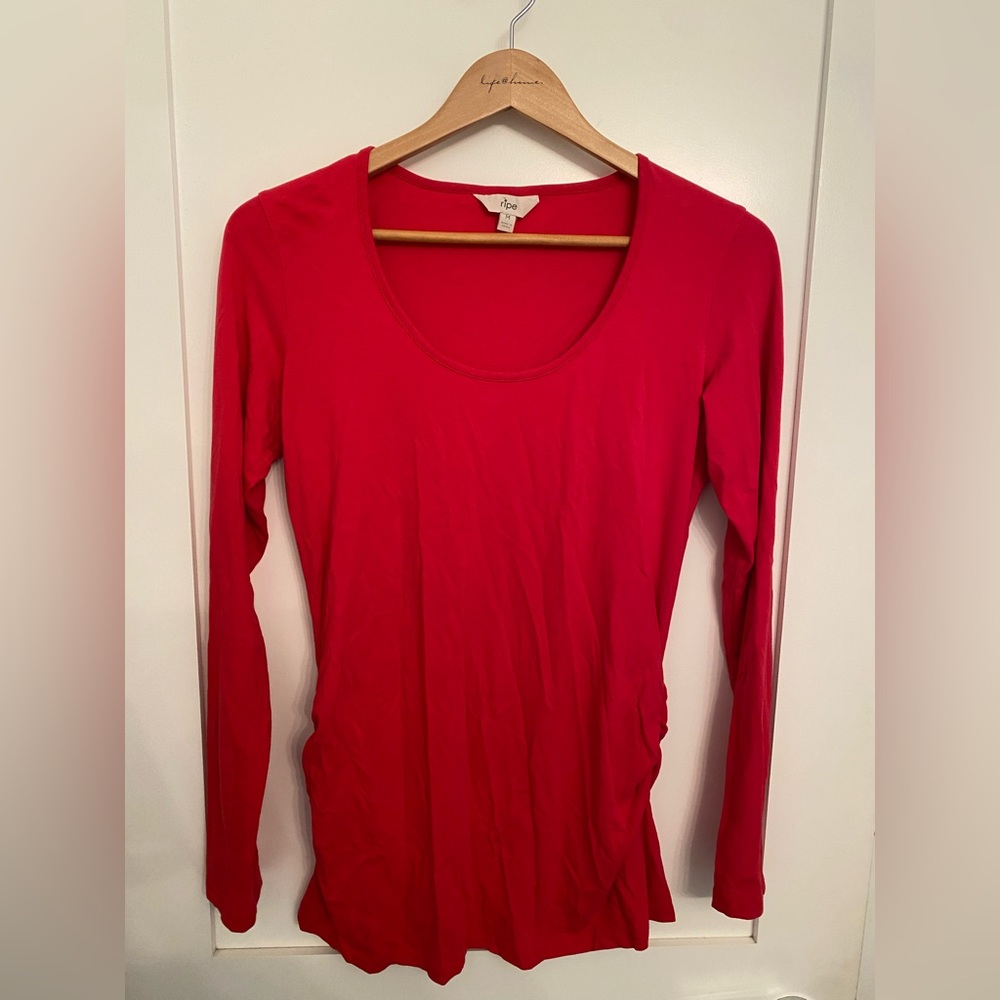 Gorgeous Red Long Sleeve Maternity Shirt
